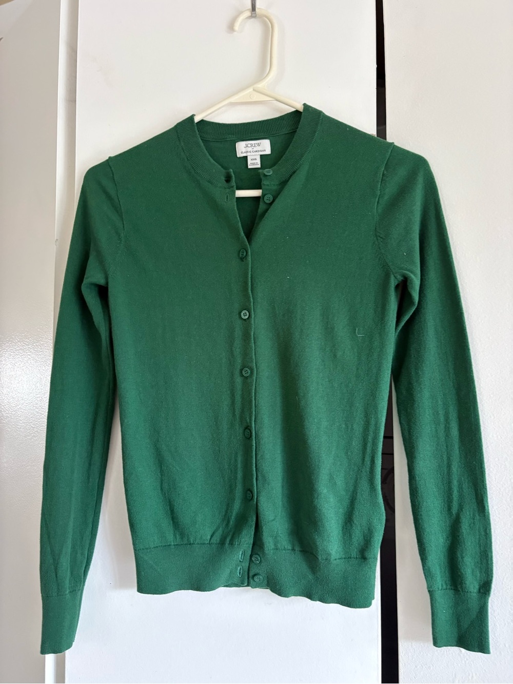 J. Crew Forest  Cotton Green Button-Up Crewneck Cardigan